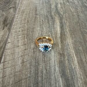 Blue Gemstone & Rhinestone Ring